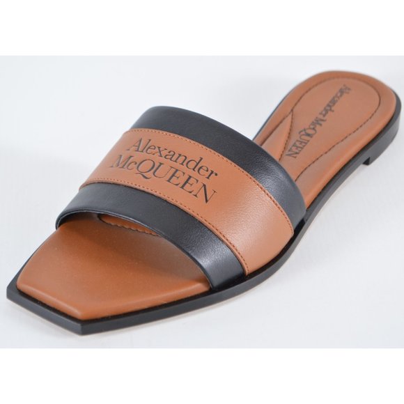 Alexander McQueen Embossed Logo Slides Sandals - Picture 1 of 12